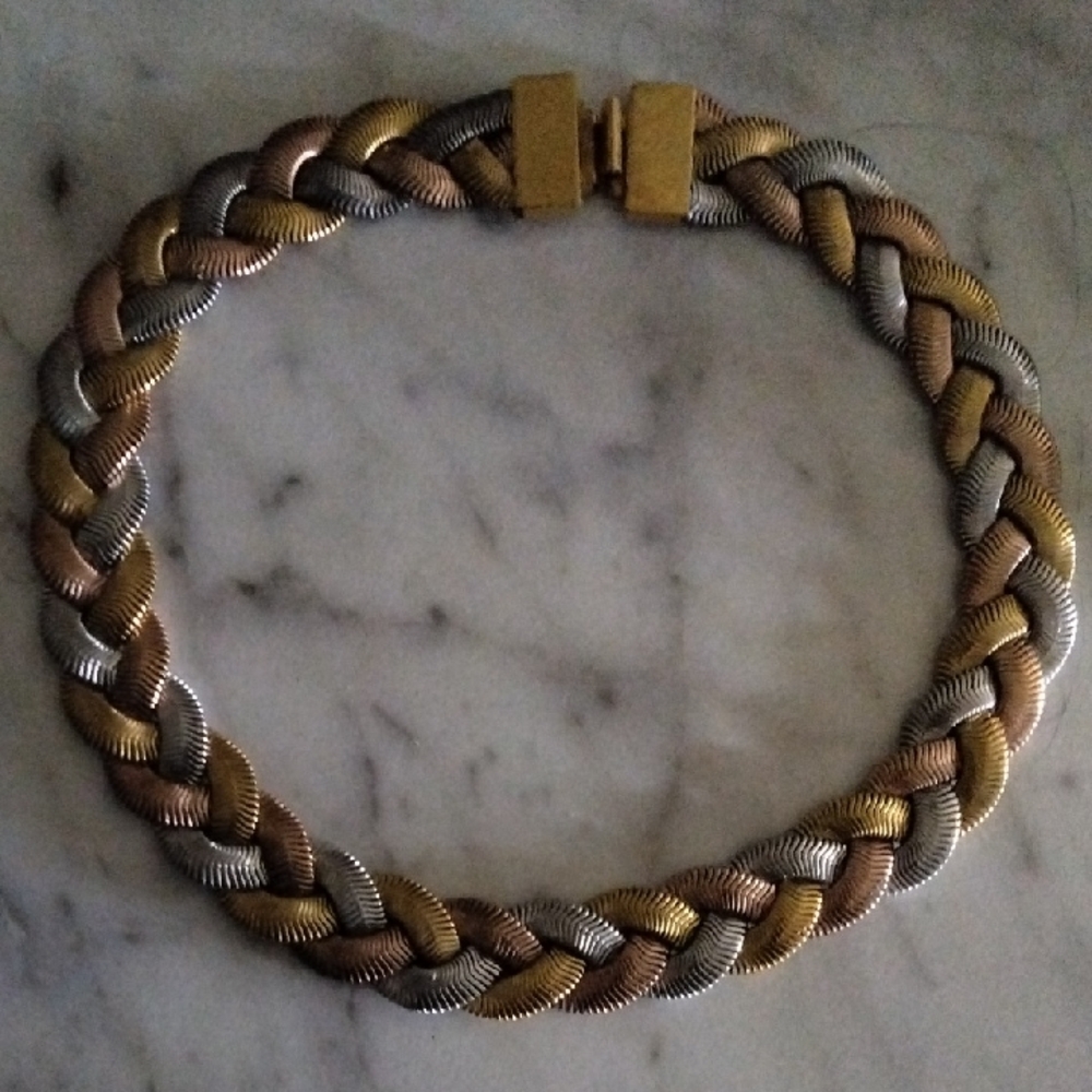Braided Gold and Silver Tone Necklace